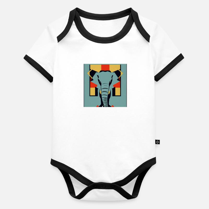 Éléphant Pop Art Body Bébé bio contrasté manches courtes