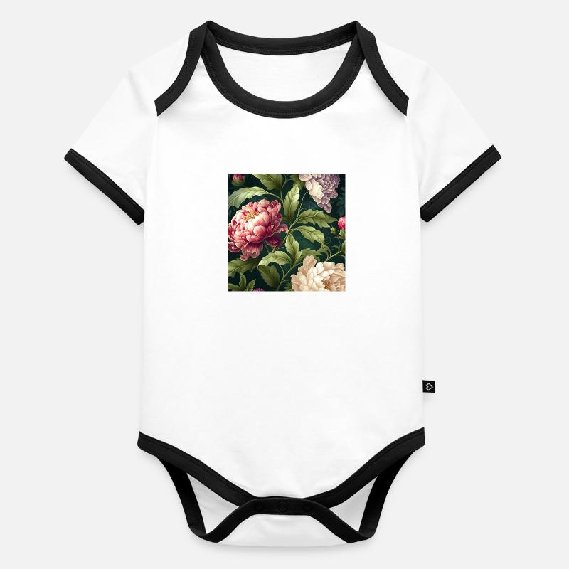 Floral Design 13 Baby Bio-Kurzarm-Kontrastbody