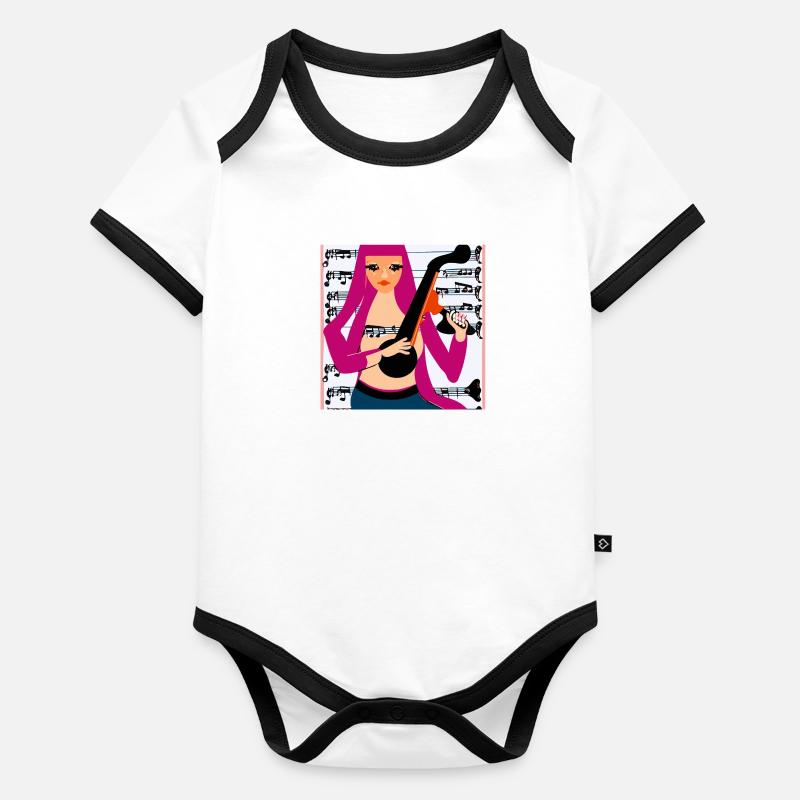 Musik Mädchen Baby Bio-Kurzarm-Kontrastbody