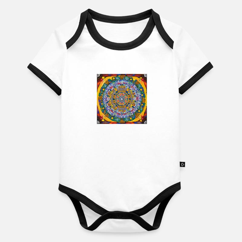 Mandala Sun Body Bébé bio contrasté manches courtes