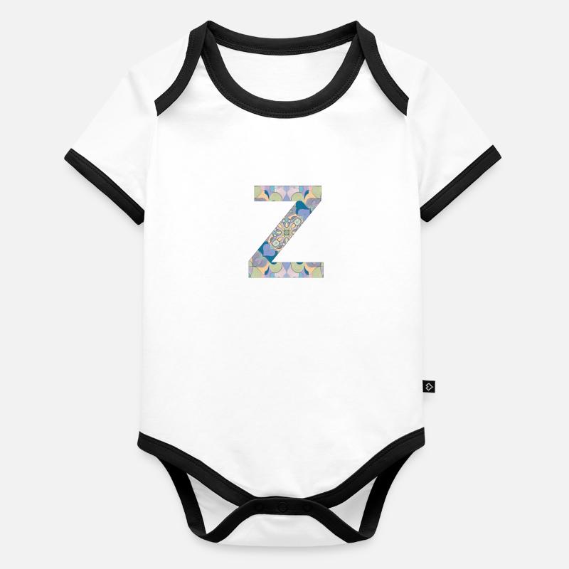 Letter Z in mandala Organic Baby Contrasting Bodysuit