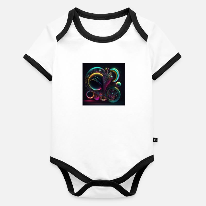 Abstract Neon Art1 Body Bébé bio contrasté manches courtes