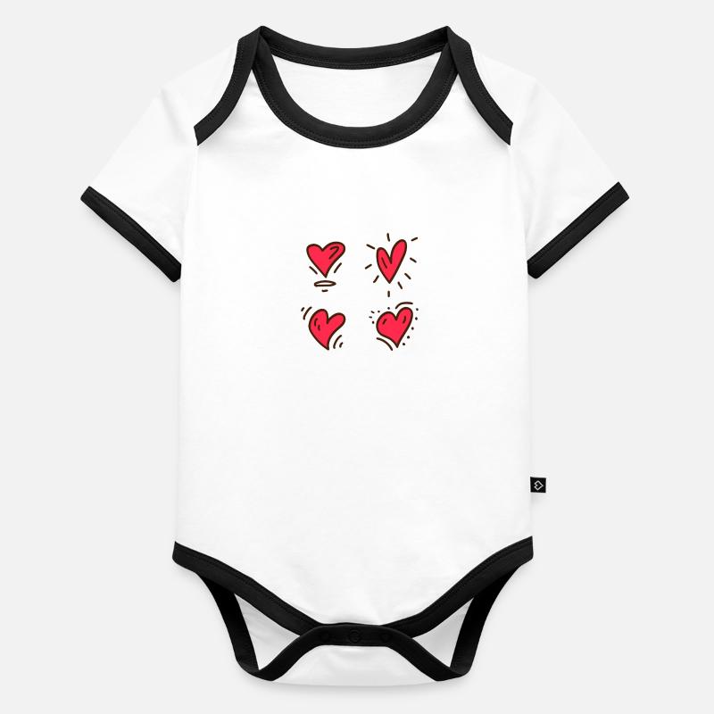 14 Fév Be My Valentine Joyeuse Saint-Valentin 01 Body Bébé bio contrasté manches courtes