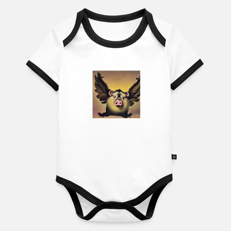 Flying pig Organic Baby Contrasting Bodysuit
