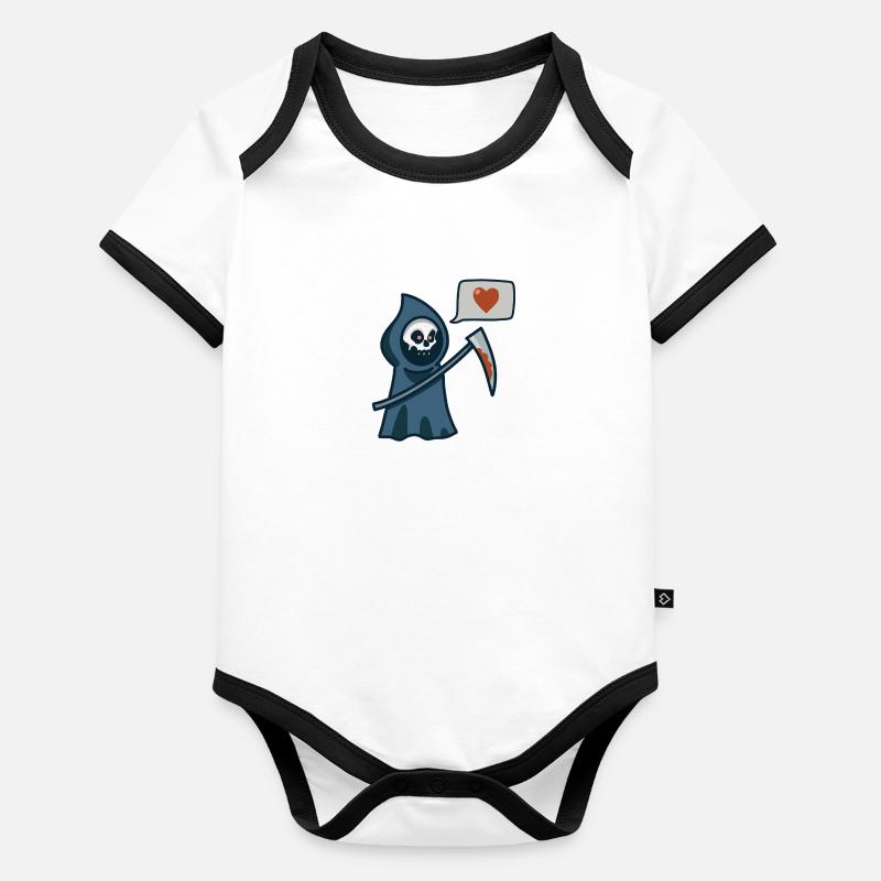 CUTE REAPER HEART Baby Bio-Kurzarm-Kontrastbody