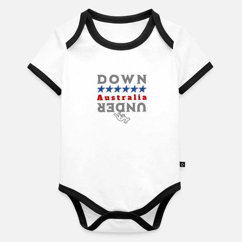 Down Under - Kangaroo - Holiday - Australia Organic Baby Contrasting Bodysuit