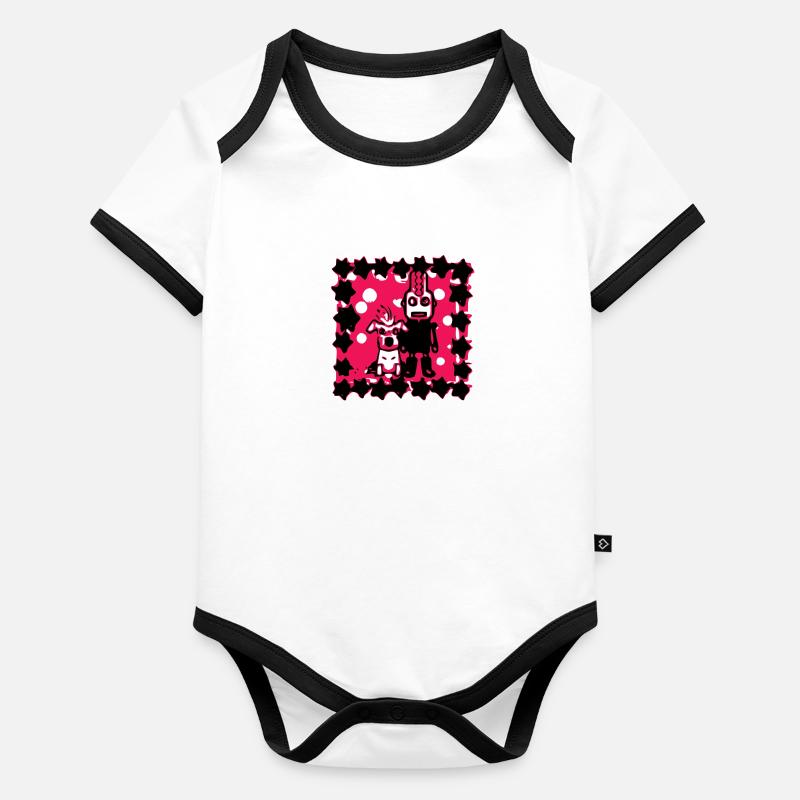 Bobo der Punk und sein Hund Baby Bio-Kurzarm-Kontrastbody