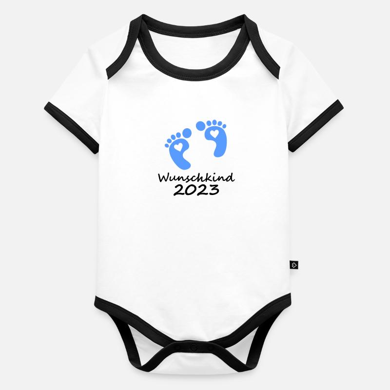 Wunschkind 2023 Junge Baby Bio-Kurzarm-Kontrastbody