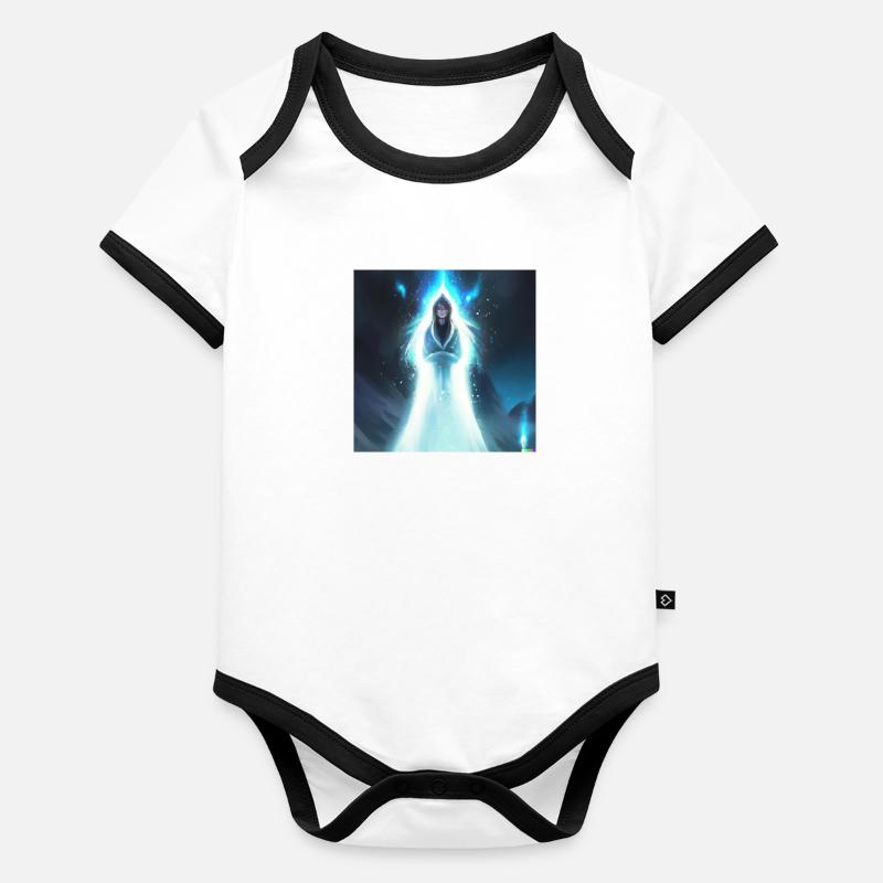 Mystischer blauer Geist digital art Baby Bio-Kurzarm-Kontrastbody