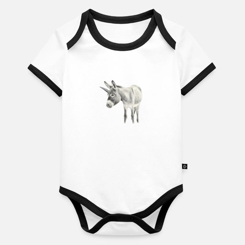 donkey unicorn Baby Bio-Kurzarm-Kontrastbody
