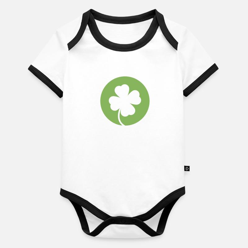 Trèfle vert pour la Saint-Patrick Body Bébé bio contrasté manches courtes