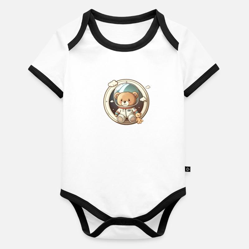 Teddy Bär Astronaut Baby Bio-Kurzarm-Kontrastbody