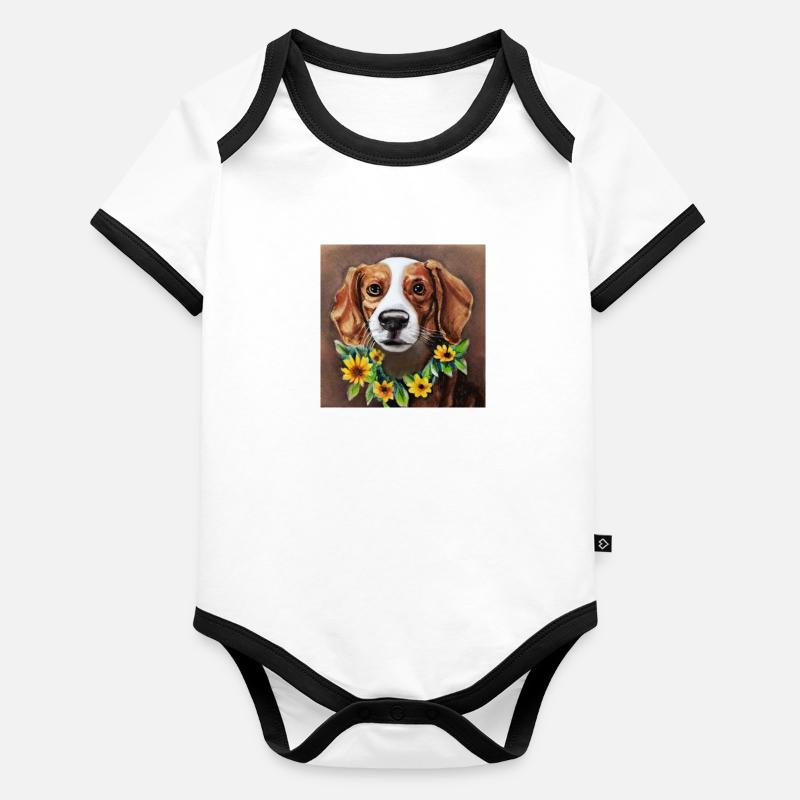 Pleurage! Source! -Beagle Body Bébé bio contrasté manches courtes