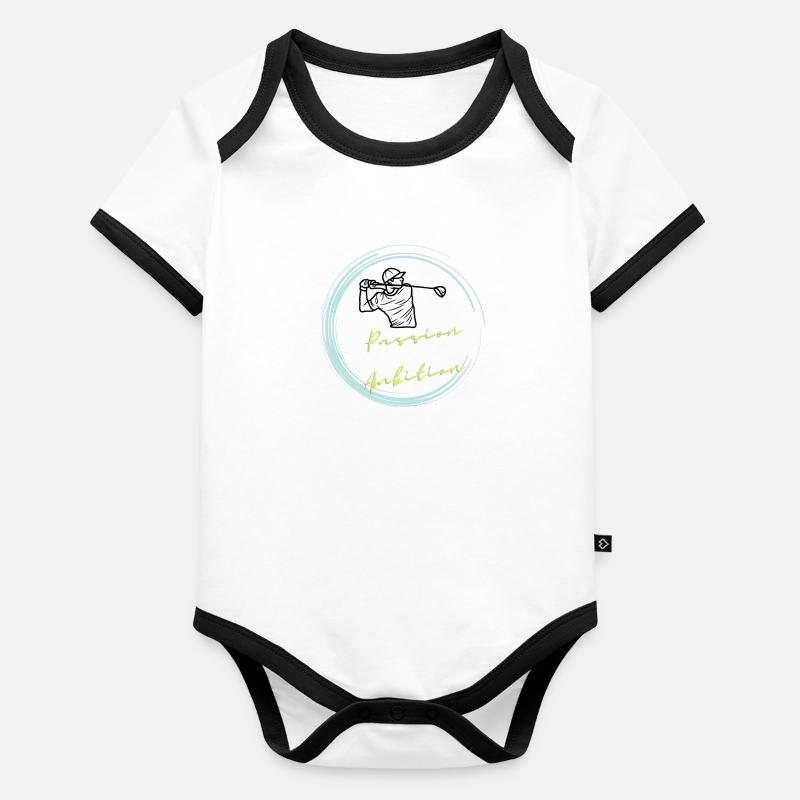 Passion Leidenschaft Golf Golfer Golfen Baby Bio-Kurzarm-Kontrastbody