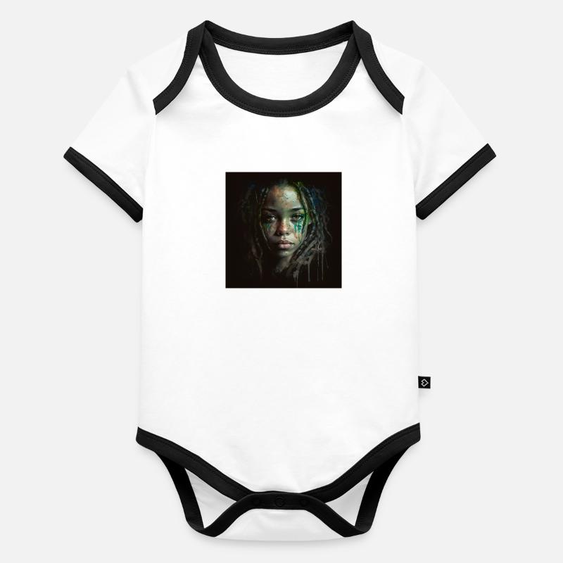 Face Frau Dreadlocks n°1 Baby Bio-Kurzarm-Kontrastbody