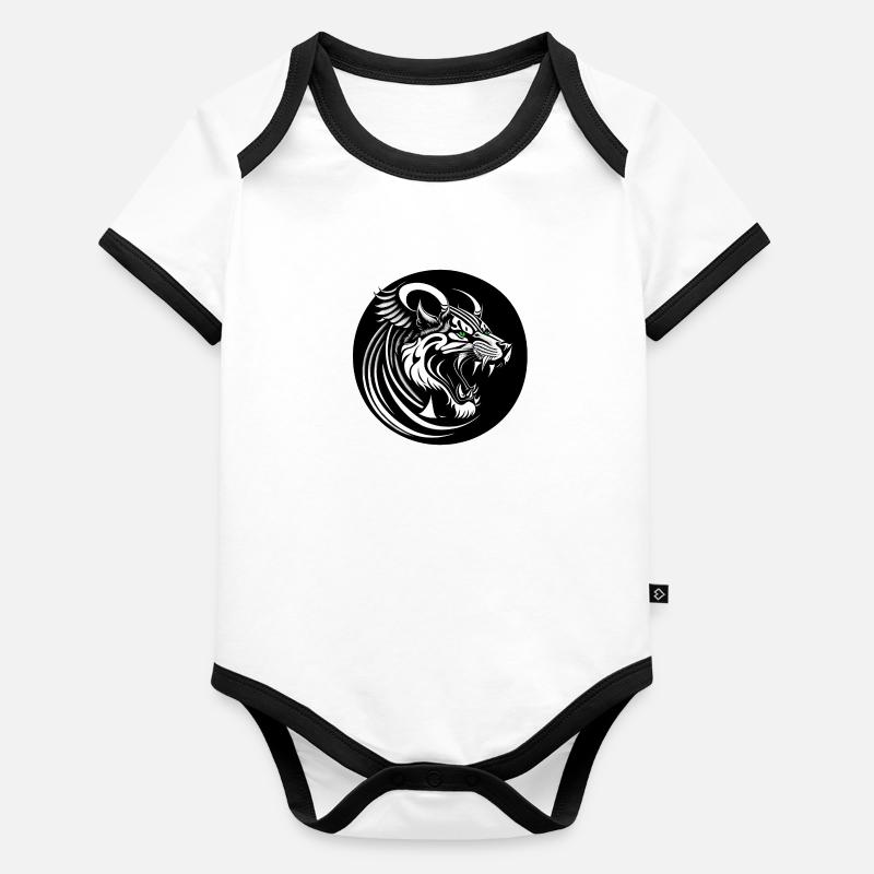 Tiger with green eyes Organic Baby Contrasting Bodysuit