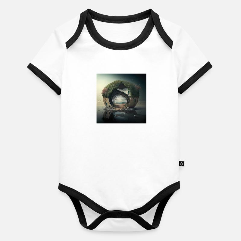 Landschaft der Welt n°8 Baby Bio-Kurzarm-Kontrastbody