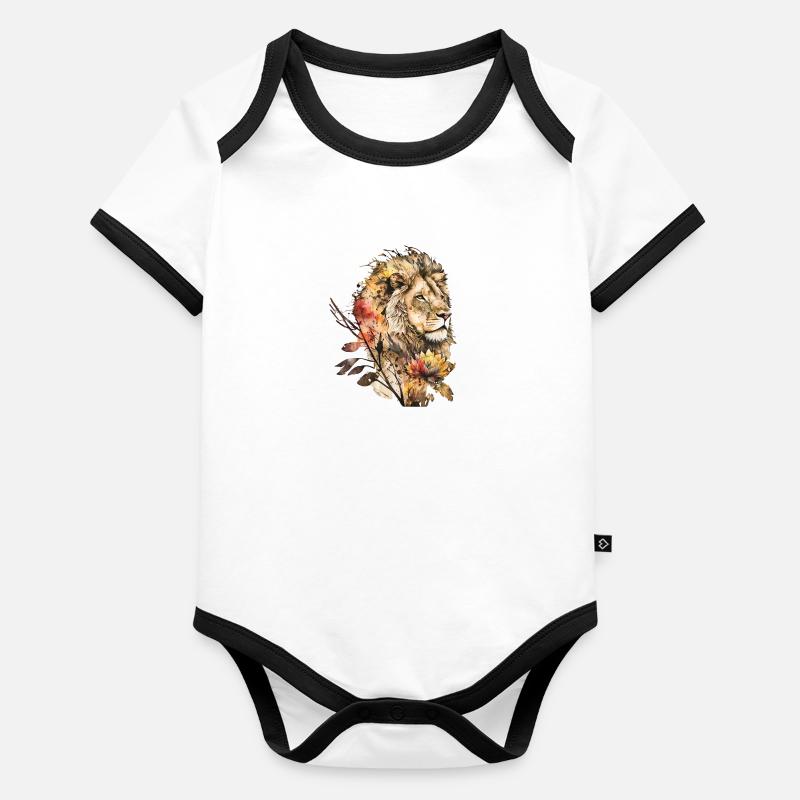Majestätischer Löwe Baby Bio-Kurzarm-Kontrastbody