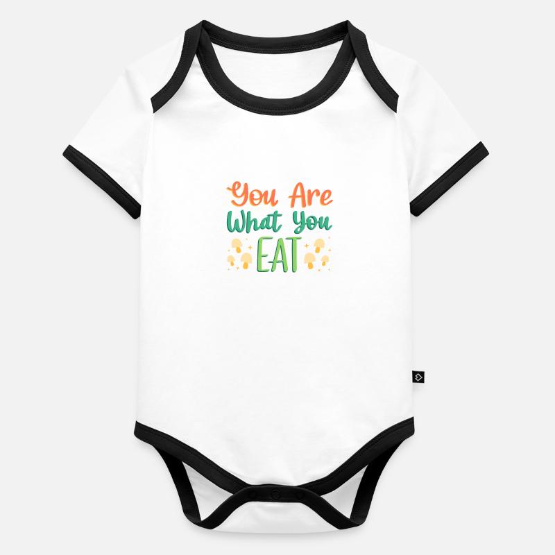 vous êtes ce que vous mangez végétalien Body Bébé bio contrasté manches courtes