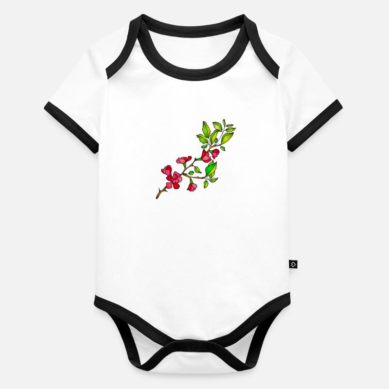 Fleur Body Bébé bio contrasté manches courtes