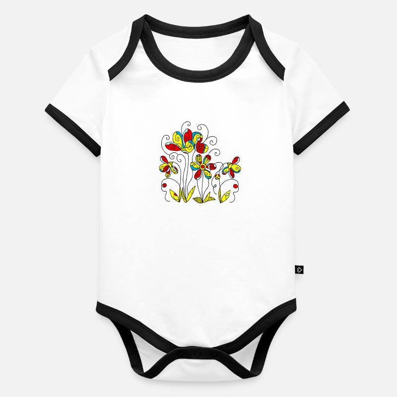 Fleur Body Bébé bio contrasté manches courtes