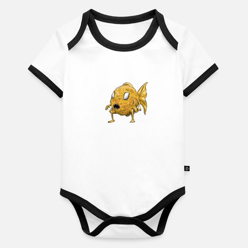 Blob de poisson Body Bébé bio contrasté manches courtes