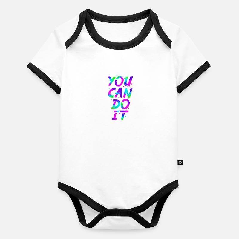 Neon - Lettering - You Can Do It - neg Baby Bio-Kurzarm-Kontrastbody