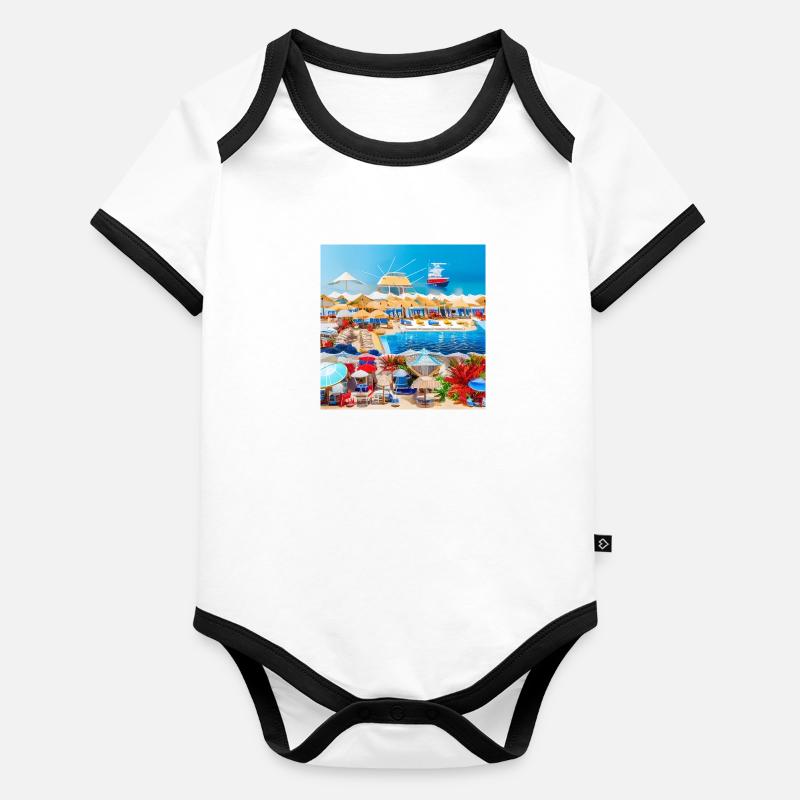 Sonniger Urlaub am Meer verbringen Baby Bio-Kurzarm-Kontrastbody