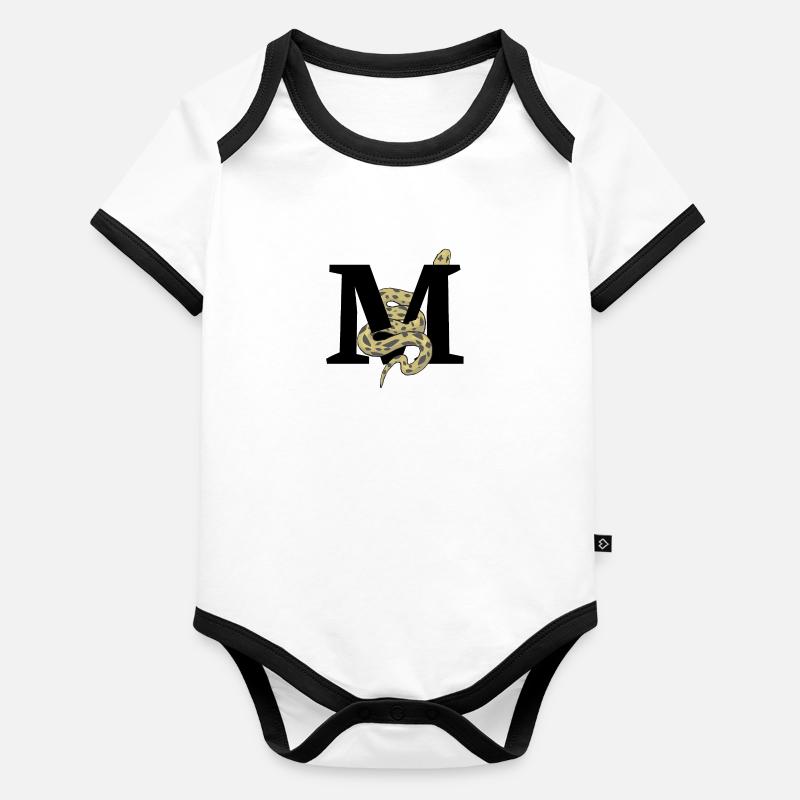 Buchstabe m Schlange Baby Bio-Kurzarm-Kontrastbody