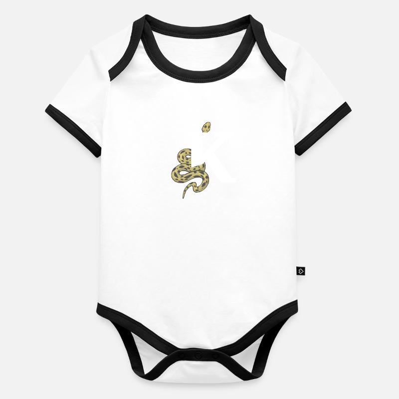 Lettre k serpent Body Bébé bio contrasté manches courtes
