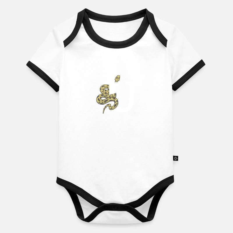 Letter u snake Organic Baby Contrasting Bodysuit