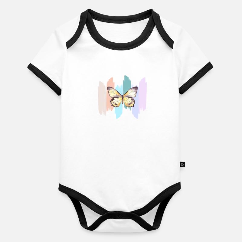 Papillon en arc en ciel Body Bébé bio contrasté manches courtes