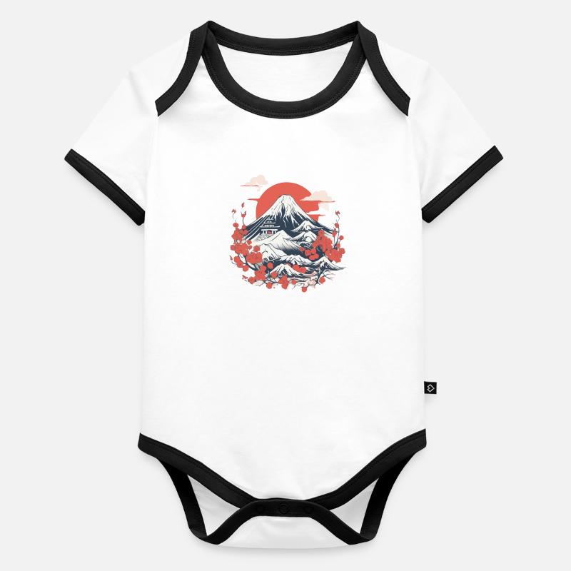 Folklore japonais Body Bébé bio contrasté manches courtes