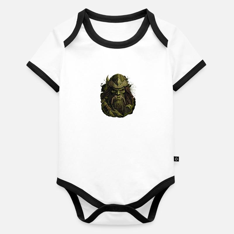 Dynamisches Artwork: wilder Greenskin-Krieger. Baby Bio-Kurzarm-Kontrastbody