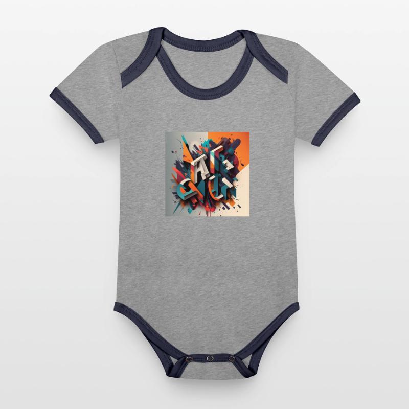 Graffito Body da neonato a manica corta, ecologico e in contrasto cromatico