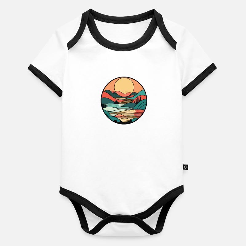 Coucher de soleil Body Bébé bio contrasté manches courtes
