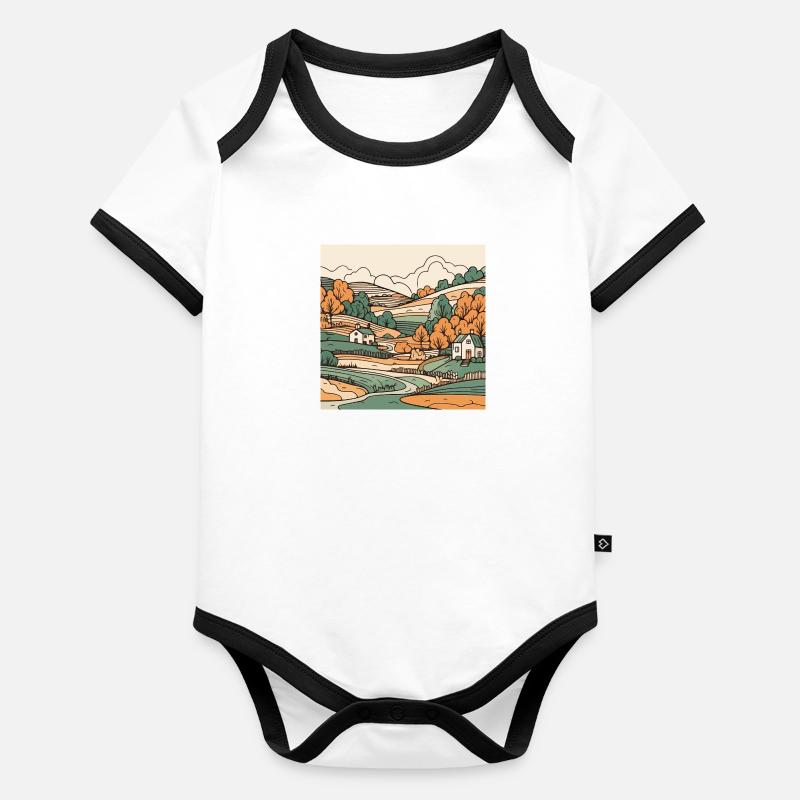 Paysage Body Bébé bio contrasté manches courtes