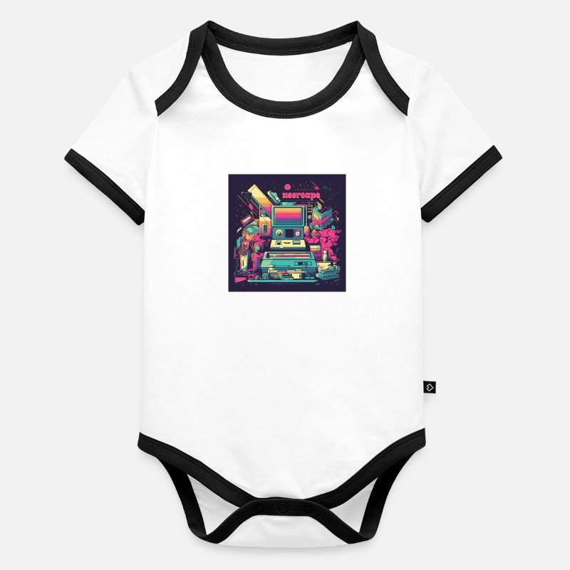 Rétro Tech Vibes Body Bébé bio contrasté manches courtes