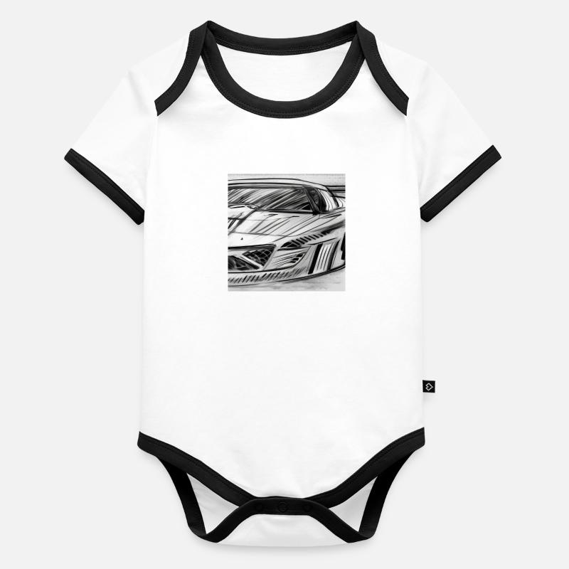 Voiture de course Body Bébé bio contrasté manches courtes