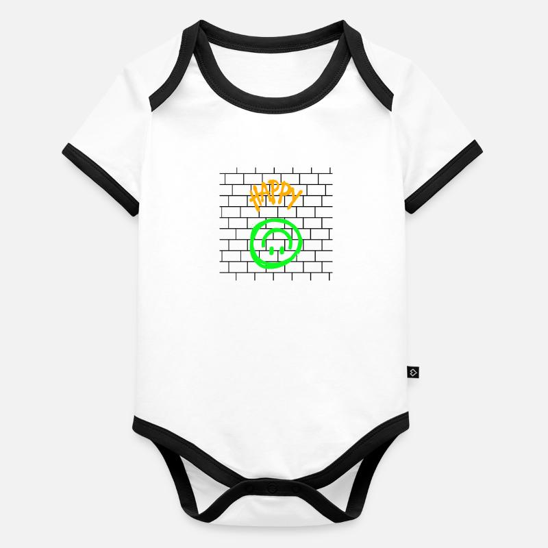 Conception HappyWall Body Bébé bio contrasté manches courtes