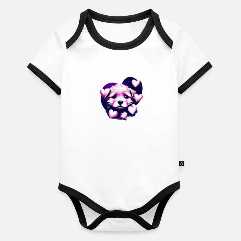 Caniche Chien Amour Caniche Chiot Chiot Propriétaire de chien Body Bébé bio contrasté manches courtes