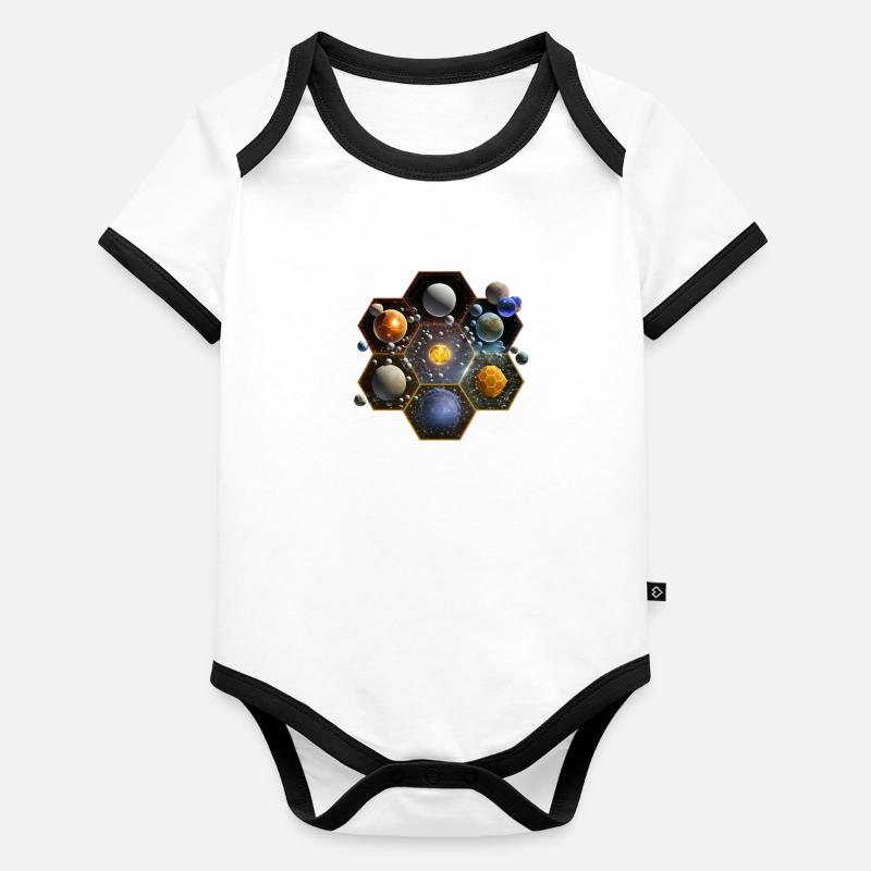Système solaire hexagonal Body Bébé bio contrasté manches courtes