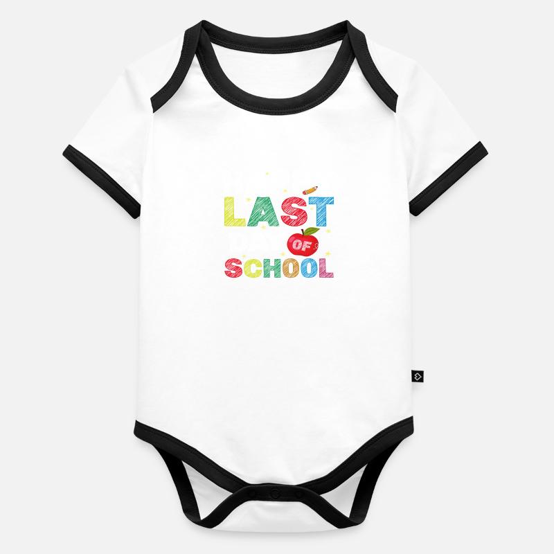 Joyeux dernier jour d’école Body Bébé bio contrasté manches courtes
