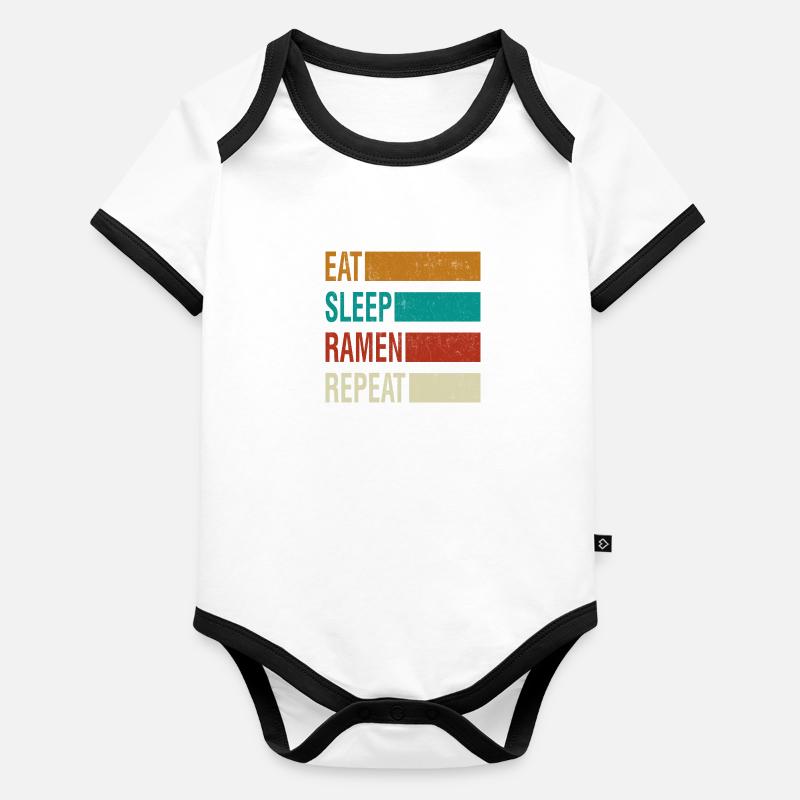 Eat Sleep Ramen Repeat Baby Bio-Kurzarm-Kontrastbody