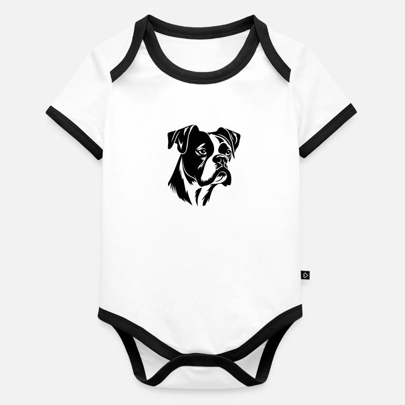Races de chiens boxers Body Bébé bio contrasté manches courtes