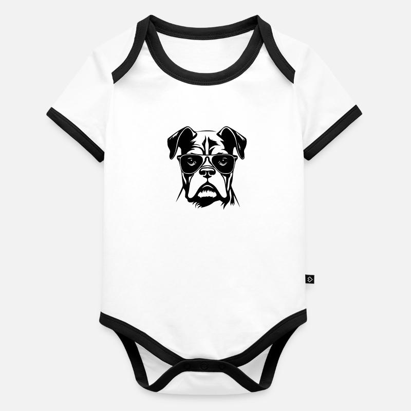Races de chiens boxers Body Bébé bio contrasté manches courtes