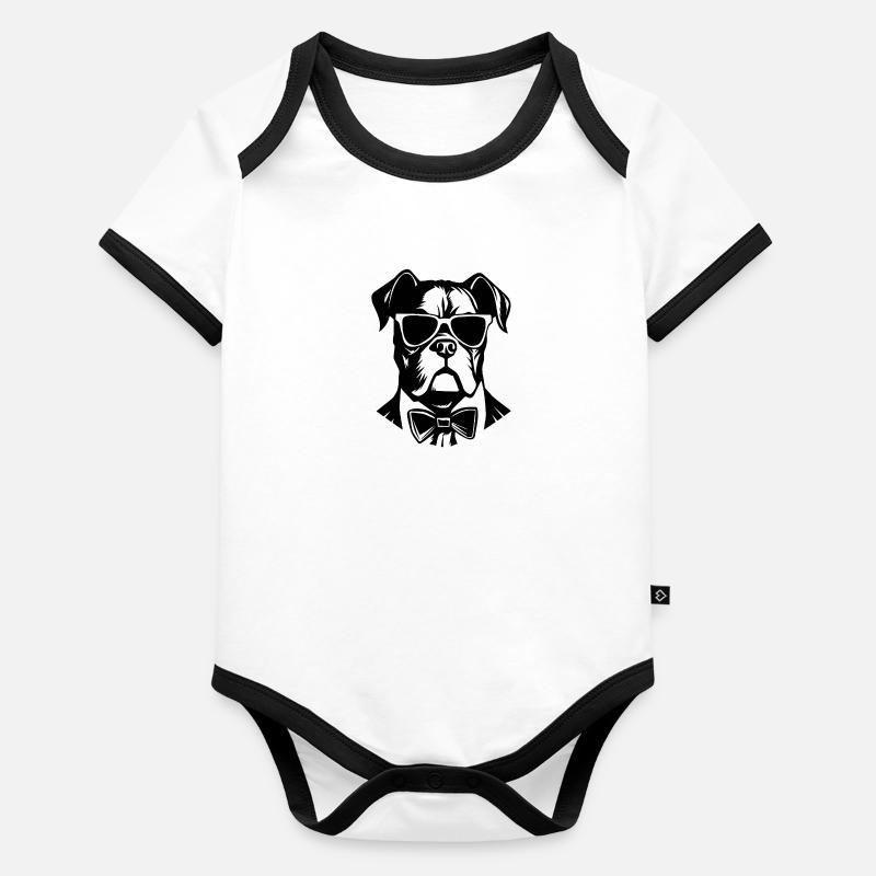 Races de chiens boxers Body Bébé bio contrasté manches courtes