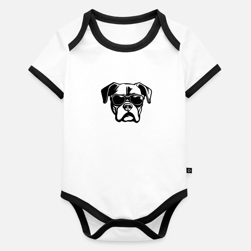 Races de chiens boxers Body Bébé bio contrasté manches courtes