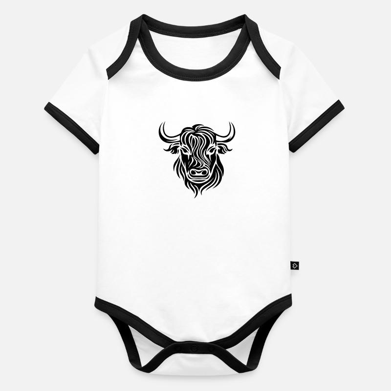 Schottische Highland Kuh Baby Bio-Kurzarm-Kontrastbody
