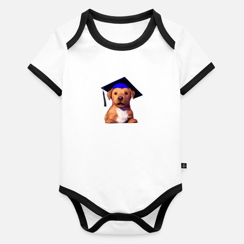 Bachelor Labrador Study Dogs Graduation Body Bébé bio contrasté manches courtes